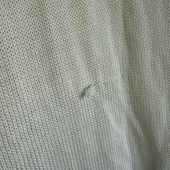 Peruvian Connection Open Front Crochet Knit Cardigan White Beachy Boho Sz L - Picture 9 of 9